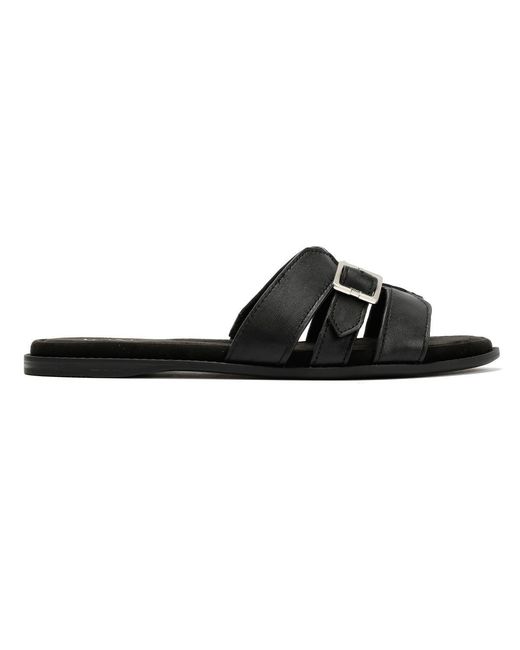 TOMS Black Sol Mule Leather Sandals