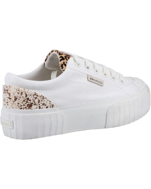 Superga White 2631 Calfhair Details Leather Avorio/Leopard Spots Trainers