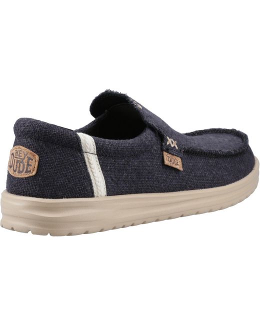 HeyDude Blue Mikka Jute Linen /Irish Cream Moccasins Shoes for men
