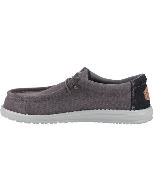 HeyDude Gray Wally Workwear Synthetic Blend Granite/ Moccasins Shoes for men