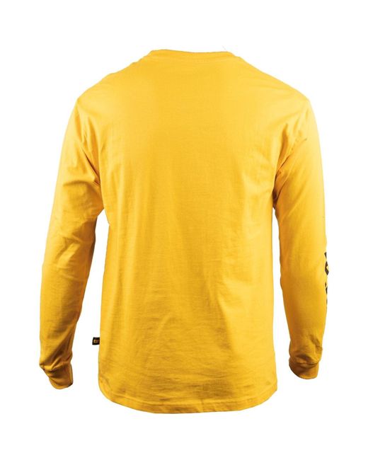 Caterpillar Metallic Trademark Banner Long Sleeve Cotton T-Shirt for men