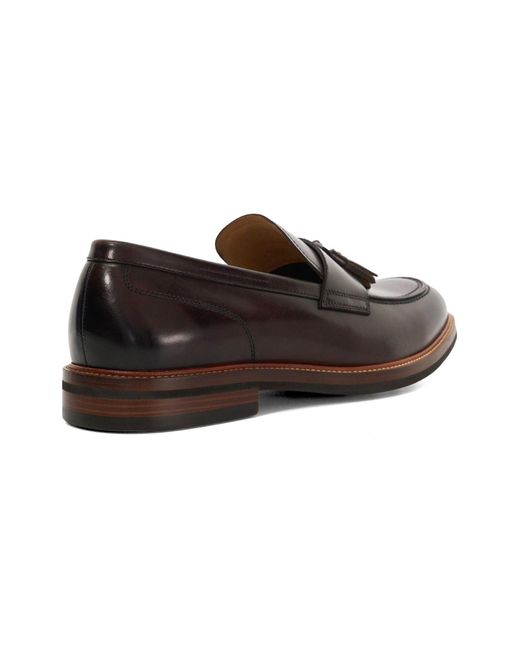 Dune Brown Shaw Leather Loafers for men