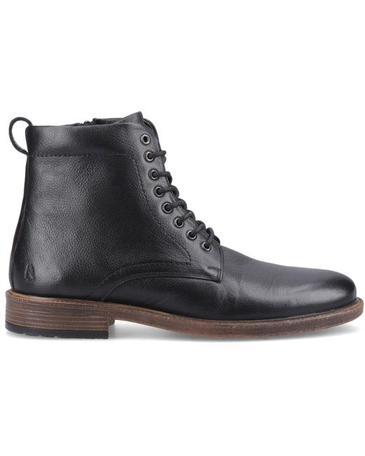 Hush Puppies Black Irwin Leather Ankle Boots for men