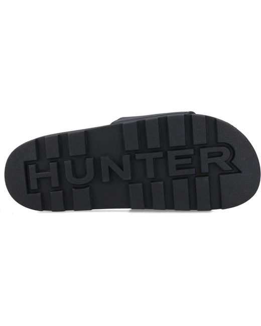 Hunter Black Core Embossed Slider Slides Pu