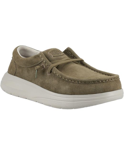 HeyDude Green Wally X Suede Wildleder Mokassinschuhe