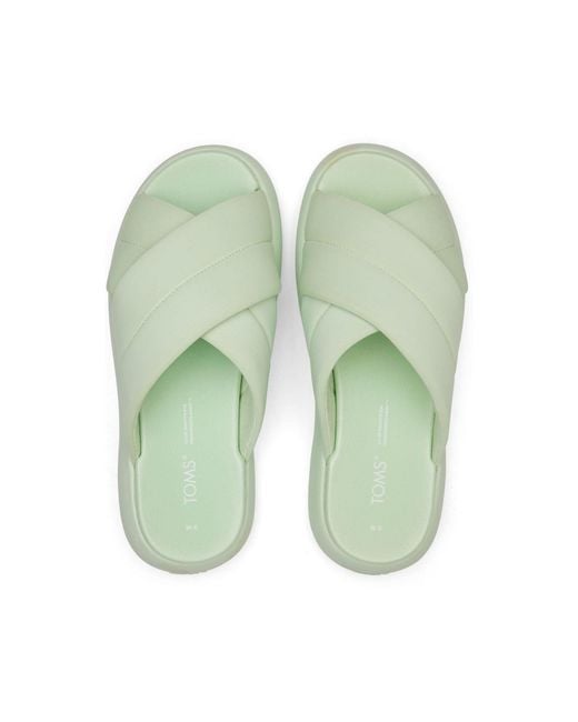 TOMS Green Mallow Crossover Polyester Blend Mint Slides