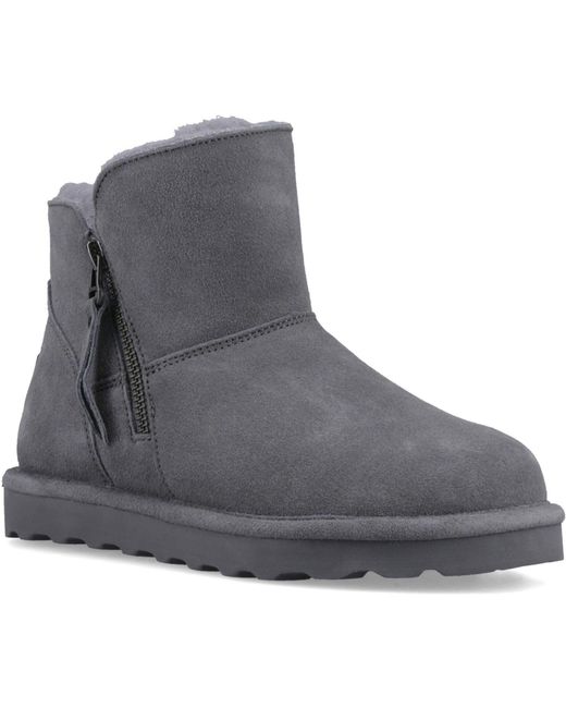 BEARPAW Gray Magnolia Suede Winter Ankle Boots