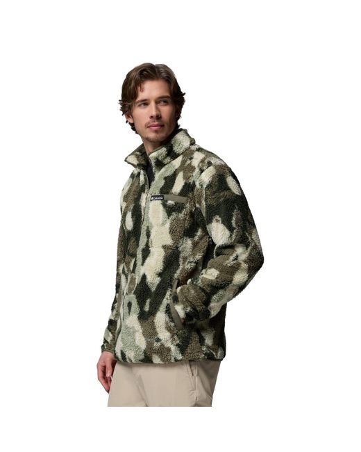 Columbia Green Rugged Ridge High Pile Half Zip Fleece Pullover for men