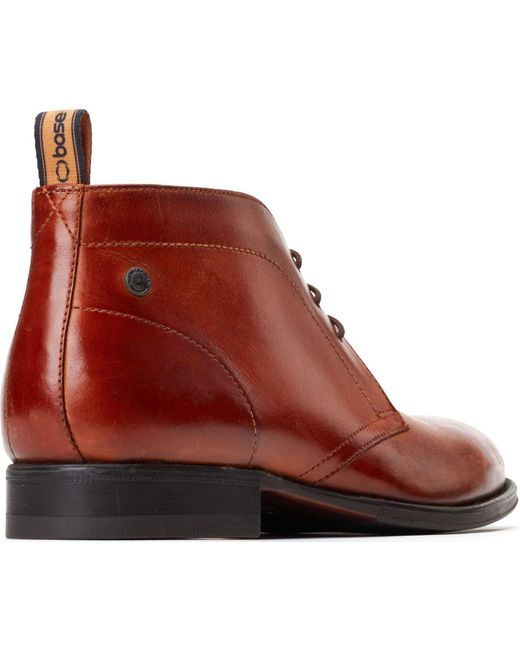 Base London Brown Wallis Leather Burnt Ankle Boots for men