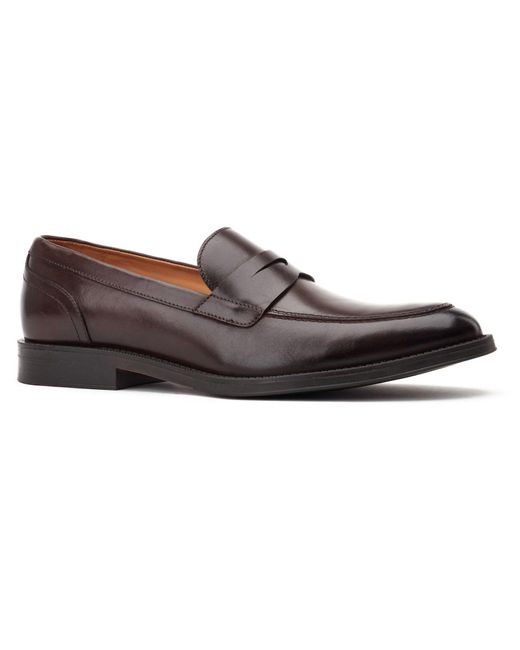 Base London Brown Kennedy Leather Dark Slip-On Shoes for men