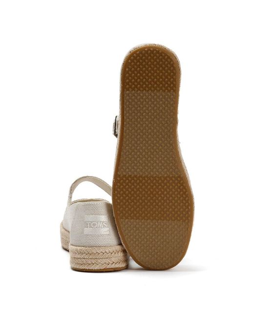 TOMS White Carolina Mary Jane Textile Natural Espadrilles