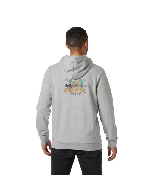 Helly Hansen Sport Gray Core Graphic Hoodie Cotton Hooded Sweatshirt for men
