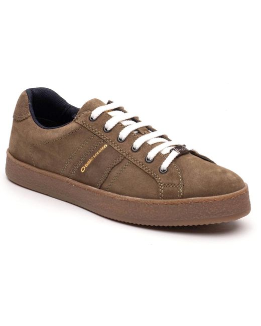 Base London Brown Hopper Leather Moss Trainers for men