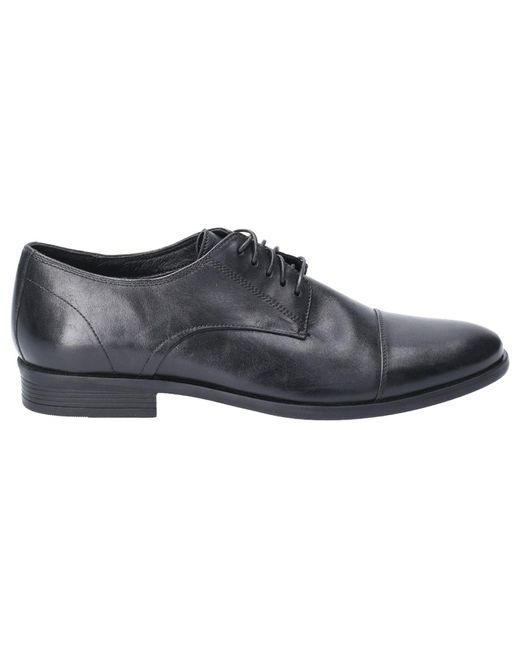 Hush Puppies Black Ollie Cap Toe Farbe -Schnürschuhe Aus Leder