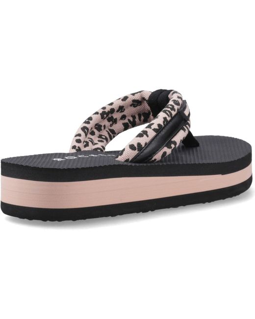 Rocket Dog Blue Monica Leon Leopard Textile Light Flip Flops