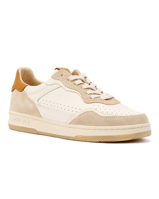 CLAE White Haywood Fog Leather Safari Trainers for men