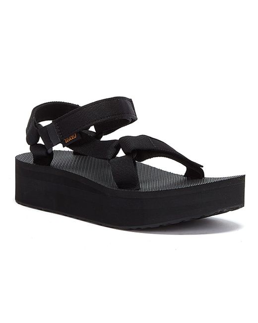 Teva Black Flatform Universal Sandals Textile