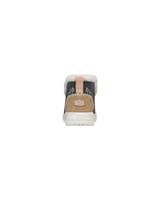 HeyDude Gray Denny Wool Faux Shearling Synthetic Boots