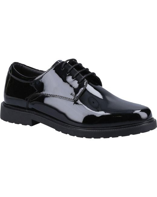 Hush Puppies Black Verity Slip On Leather Patent Brogues Shoes