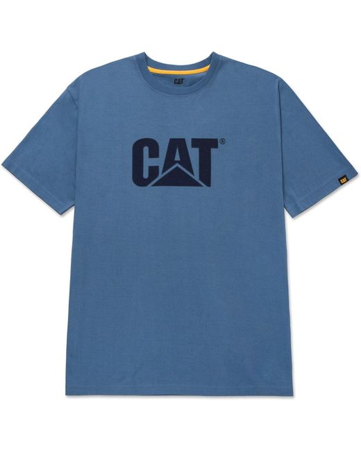 Caterpillar Blue Trademark Logo Cotton T-Shirt for men