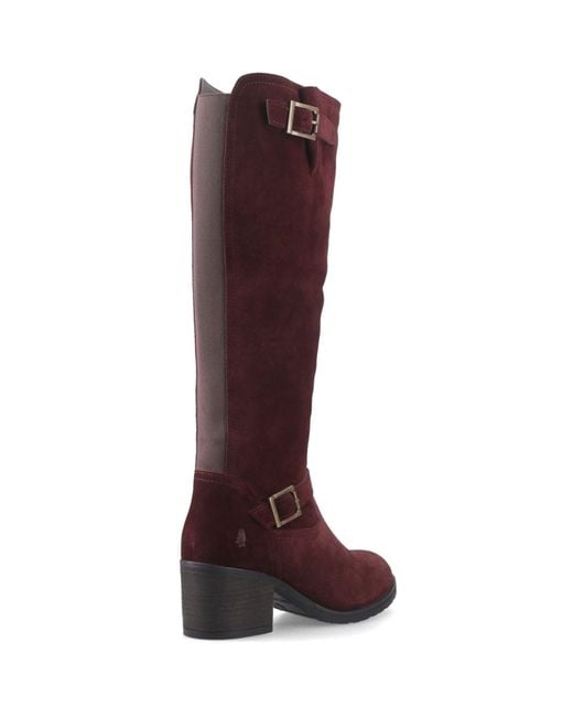 Hush Puppies Red Heidi Leather Bordeaux Heeled Knee High Boots