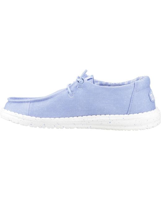 HeyDude Blue Wendy Stretch Canvas Textile Hydrangea Loafers