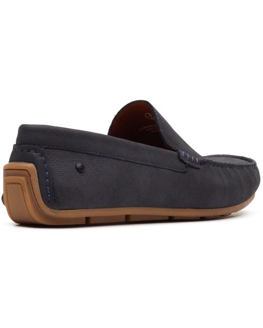 Base London Blue Moss Driver Leather Loafers for men