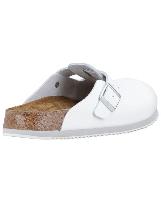 Birkenstock White Boston Leather Clogs for men