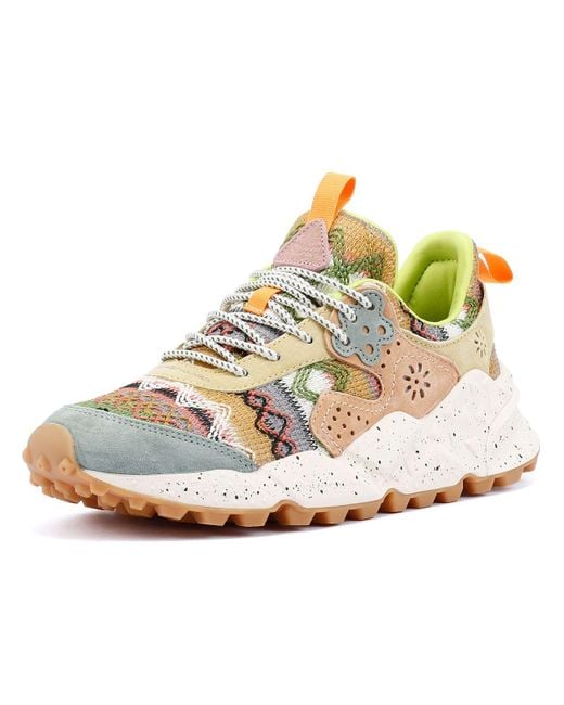 Flower Mountain Green Kotetsu Knit Aztec Trainers