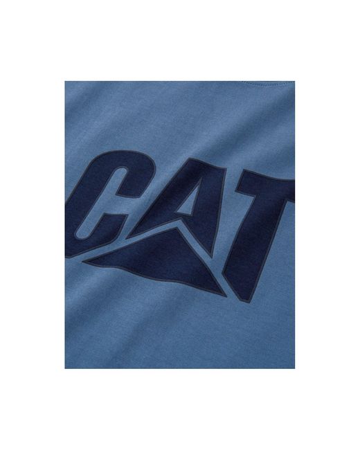 Caterpillar Blue Trademark Logo Cotton T-Shirt for men