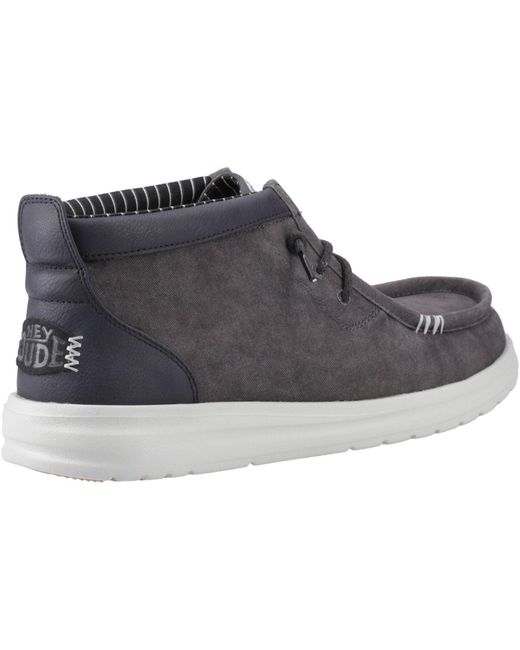 HeyDude Gray Wally Mid Gripr Cotton Oyster/ Ankle Boots for men