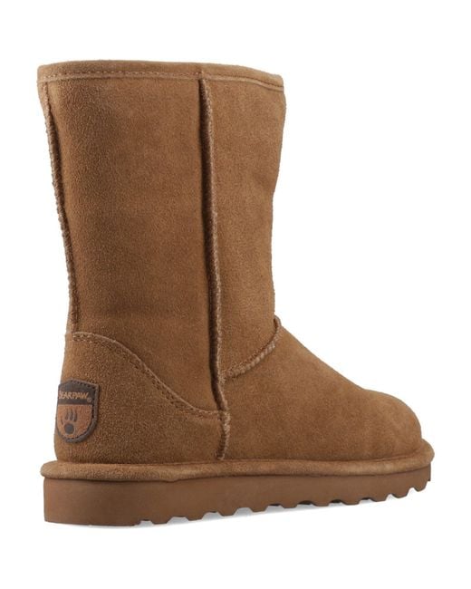 BEARPAW Brown Elle Short Suede Hickory Boots