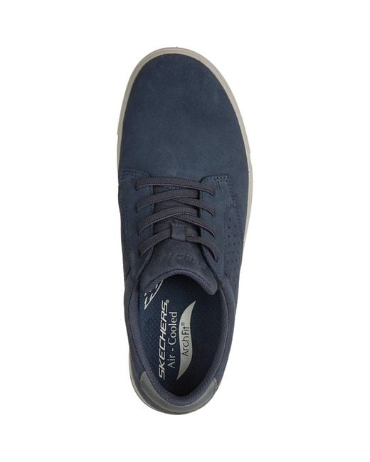Skechers Blue Arch Fit Solano 2.0 Rey Leather Suede Lace-Up Shoes for men