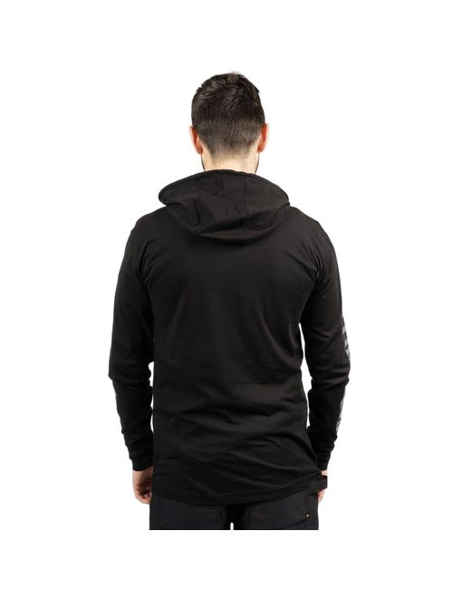 Caterpillar Black Hooded Long Sleeve Cotton T-Shirt for men