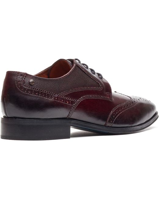 Base London Brown Steeple Brogue Leather Burnt Brogues Shoes for men