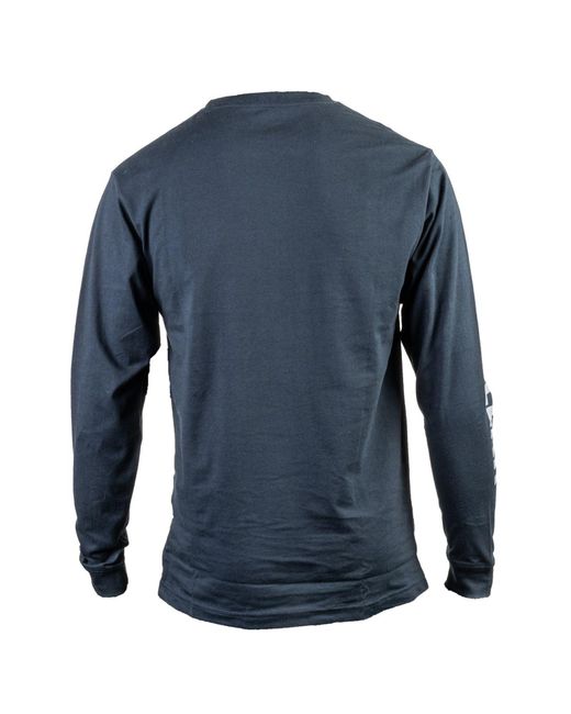 Caterpillar Blue Trademark Banner Long Sleeve Cotton T-Shirt for men