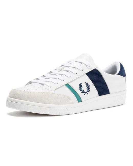 Fred Perry Blue B725 Leather Suede /Mint Trainers for men