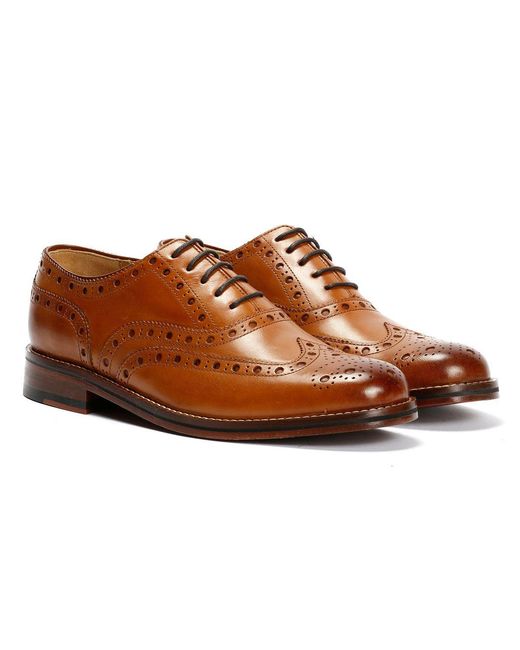 Chapman & Moore Brown Oxford Brogue Leather Tan Burnish Shoes for men