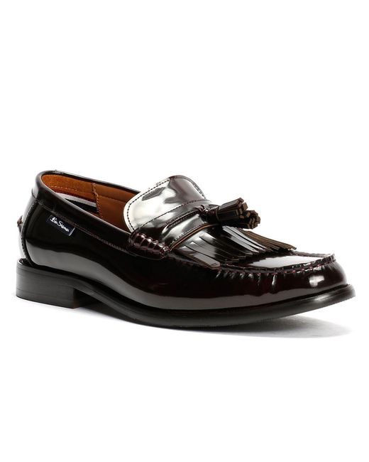 Ben Sherman Black Buster Leather Men's Burgundy Loafers - Uk 7 for men