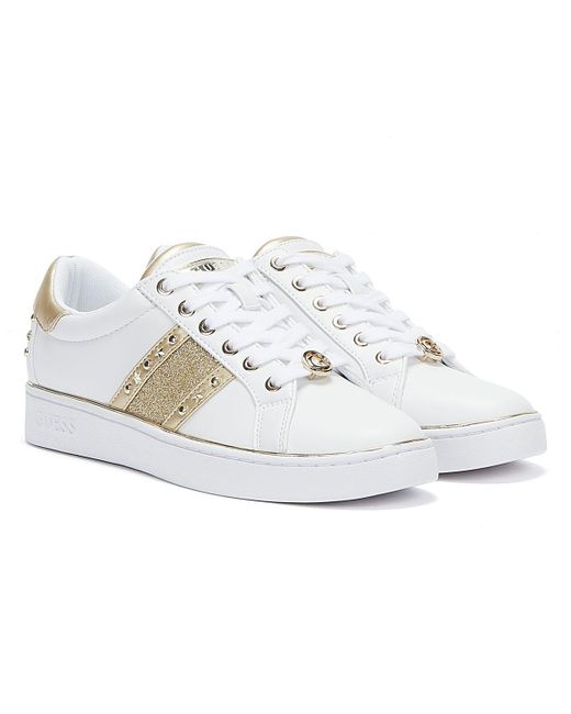 Baskets en or blanc pour femme Guess en coloris Blanc - Lyst