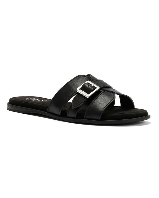 TOMS Black Sol Mule Leather Sandals