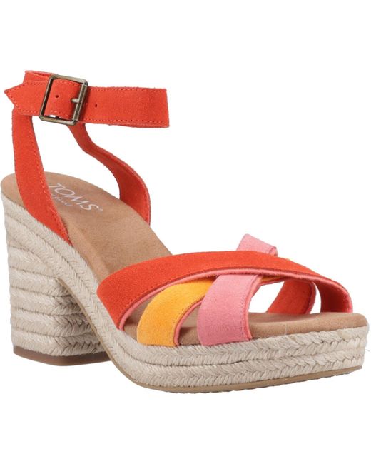 TOMS Red Majorca Strappy Leather Flame Sandals