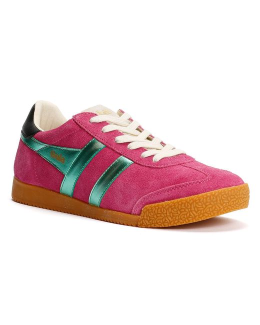 Gola Pink Elan Glitz Suede Fuchsia/Emerald/ Trainers
