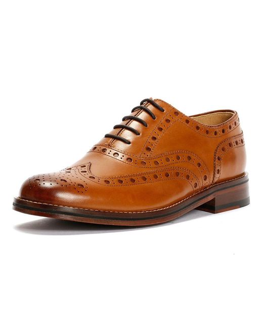 Chapman & Moore Brown Oxford Brogue Leather Tan Burnish Shoes for men