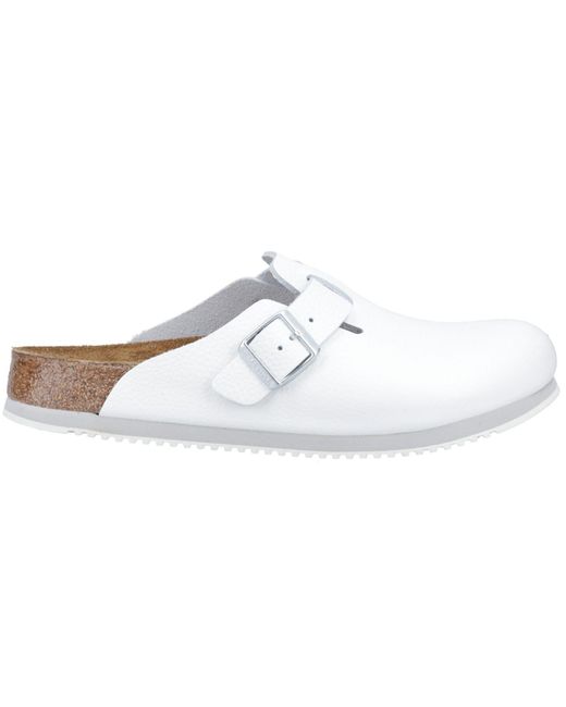 Birkenstock White Boston Leather Clogs for men