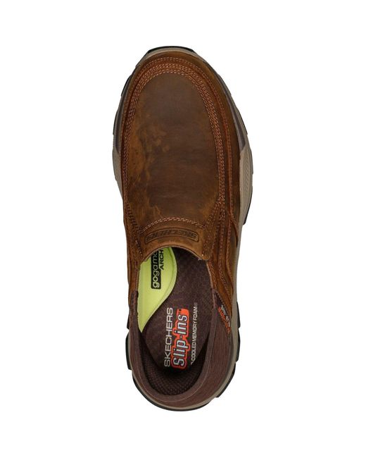 Skechers Respected Elgin Leren Mocassins in het Brown
