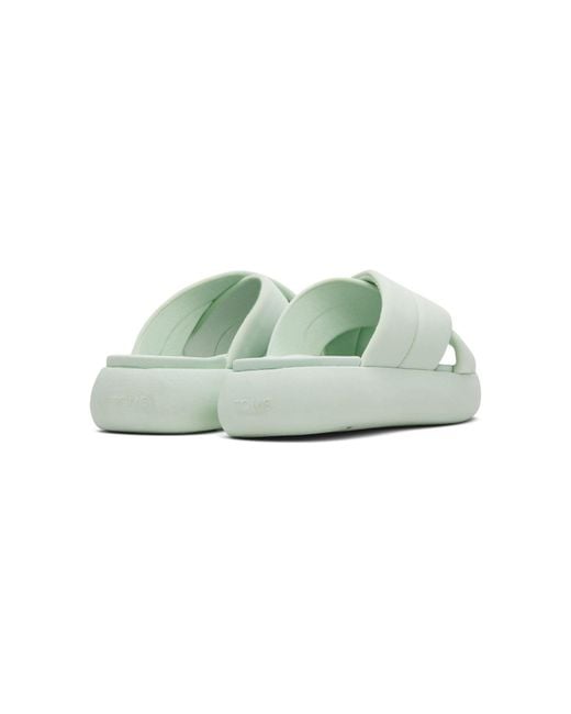 TOMS Green Mallow Crossover Polyester Blend Mint Slides