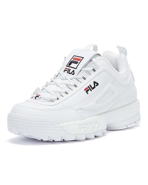 Fila Disruptor Ii Premium White Leather Trainers Rubber