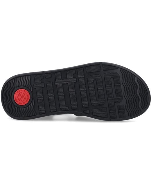 Fitflop Black F-Mode Fisherman Leather Narrow Fit Sandals
