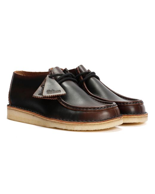 Clarks Brown Desert Nomad Leather Dark Tan Shoes for men
